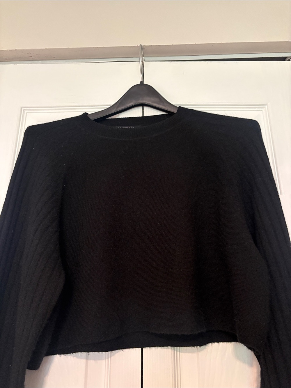 ALLSAINTS Black Cropped Sleeve Sweater. Size Medium in EUC - Picture 3 of 4